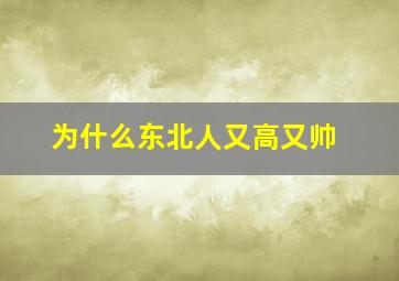 为什么东北人又高又帅