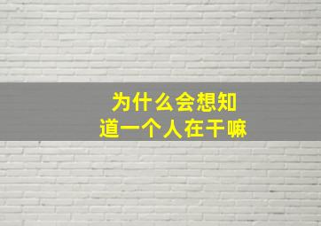 为什么会想知道一个人在干嘛