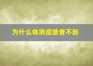 为什么体测成绩查不到