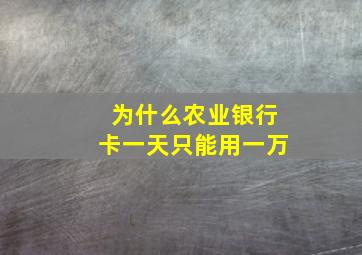 为什么农业银行卡一天只能用一万