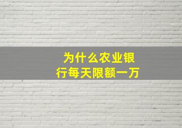 为什么农业银行每天限额一万