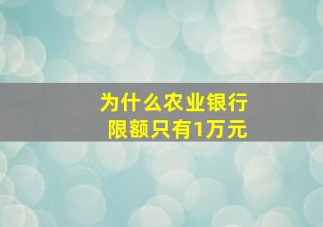 为什么农业银行限额只有1万元