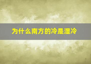 为什么南方的冷是湿冷