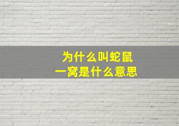 为什么叫蛇鼠一窝是什么意思