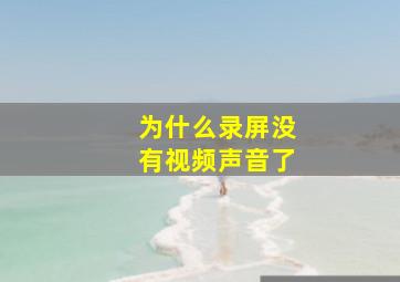 为什么录屏没有视频声音了