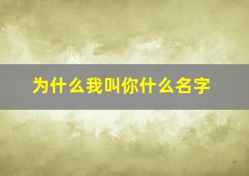 为什么我叫你什么名字