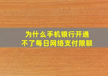 为什么手机银行开通不了每日网络支付限额