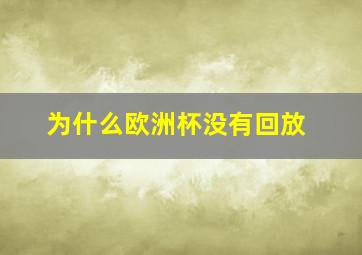 为什么欧洲杯没有回放