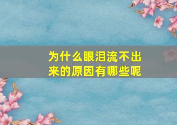 为什么眼泪流不出来的原因有哪些呢