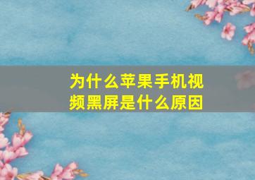 为什么苹果手机视频黑屏是什么原因