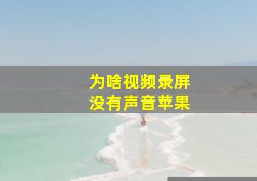 为啥视频录屏没有声音苹果