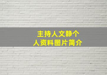 主持人文静个人资料图片简介