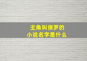 主角叫保罗的小说名字是什么