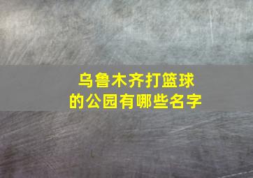 乌鲁木齐打篮球的公园有哪些名字