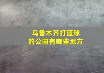 乌鲁木齐打篮球的公园有哪些地方