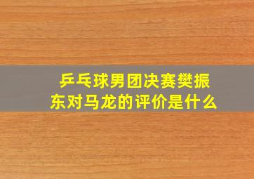 乒乓球男团决赛樊振东对马龙的评价是什么