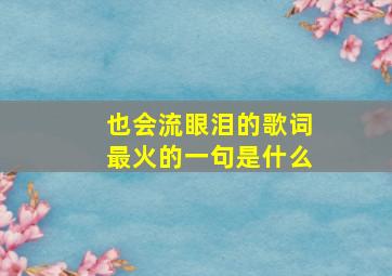 也会流眼泪的歌词最火的一句是什么