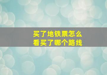 买了地铁票怎么看买了哪个路线