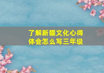 了解新疆文化心得体会怎么写三年级