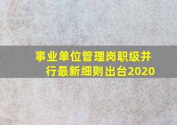 事业单位管理岗职级并行最新细则出台2020