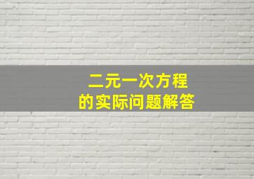 二元一次方程的实际问题解答