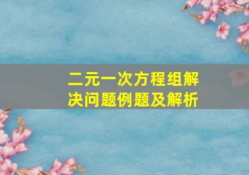 二元一次方程组解决问题例题及解析