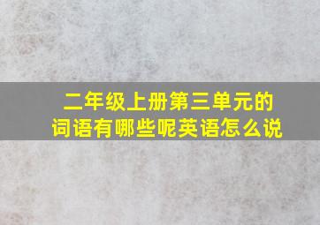 二年级上册第三单元的词语有哪些呢英语怎么说