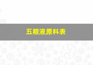 五粮液原料表