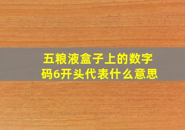 五粮液盒子上的数字码6开头代表什么意思