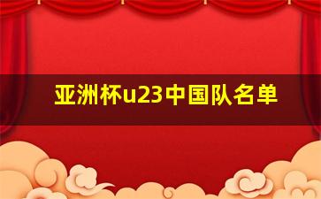 亚洲杯u23中国队名单