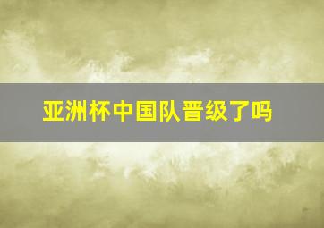 亚洲杯中国队晋级了吗