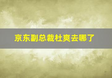 京东副总裁杜爽去哪了