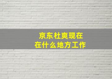 京东杜爽现在在什么地方工作