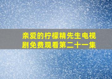 亲爱的柠檬精先生电视剧免费观看第二十一集