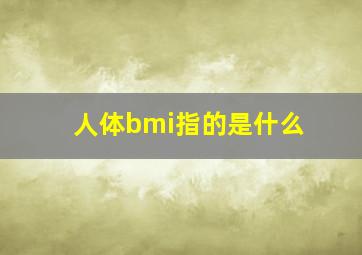 人体bmi指的是什么