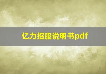 亿力招股说明书pdf