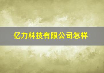 亿力科技有限公司怎样