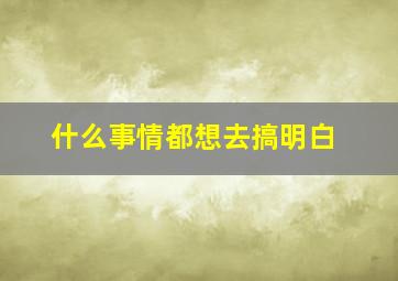 什么事情都想去搞明白