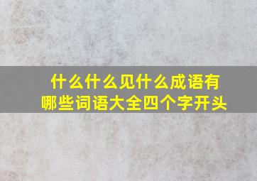 什么什么见什么成语有哪些词语大全四个字开头