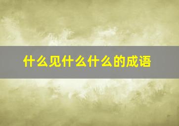 什么见什么什么的成语