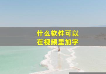 什么软件可以在视频里加字