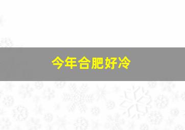 今年合肥好冷