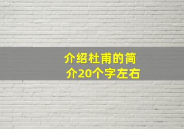 介绍杜甫的简介20个字左右