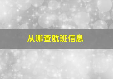 从哪查航班信息