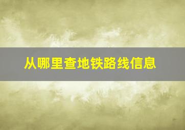 从哪里查地铁路线信息