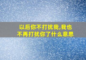 以后你不打扰我,我也不再打扰你了什么意思