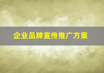 企业品牌宣传推广方案