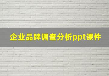 企业品牌调查分析ppt课件