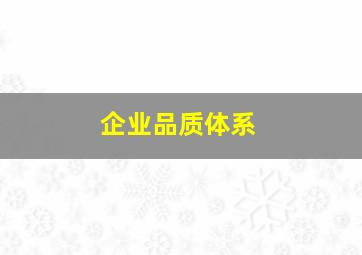 企业品质体系