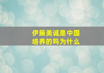 伊藤美诚是中国培养的吗为什么